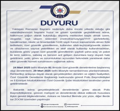 Ramazan Bayram Öncesi Özel Güvenlik Denetimleri