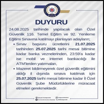 Özel Güvenlik 116. Temel Eğitim ve 92. Yenileme Eğitimi Sınavı