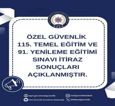 Özel Güvenlik 115. Temel ve 91. Yenileme Eğitimi Sınavı