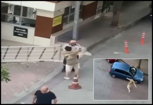 Araçların aynalarını kırdı, güvenlik görevlisine saldırdı