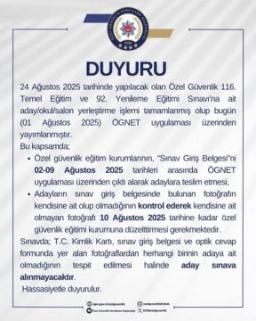 116. Temel Eğitim ve 92. Yenileme Eğitimi Sınavı