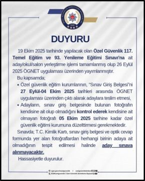 Özel Güvenlik 117. Temel Eğitim ve 93. Yenileme Eğitimi Sınavı’na ait aday/okul/salon yerleştirme