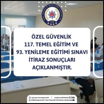 117. Temel Eğitim ve 93. Yenileme Eğitimi Sınavı