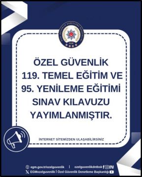 Özel Güvenlik 119. Temel Eğitim ve 95. Yenileme Eğitimi Sınav Kılavuzu Yayımlanmıştır