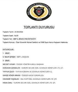 BBP İstanbul İl Başkanlığı ile Özel Güvenlik Toplantısı yapılacaktır.