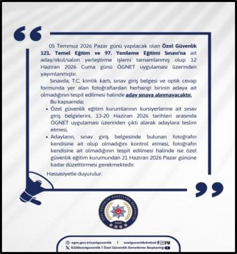 Özel Güvenlik 121. Temel Eğitim ve 97. Yenileme Eğitimi Sınavı