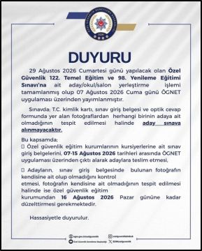 Özel Güvenlik 122. Temel Eğitim ve 98. Yenileme Eğitimi Sınavı